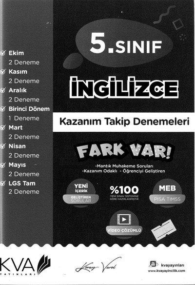 İNGİLİZCE KAZANIM TAKİP DENEMELERİ FARK VAR Vega Efsanesi