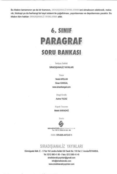 PARAGRAF SORU BANKASI Vega Efsanesi