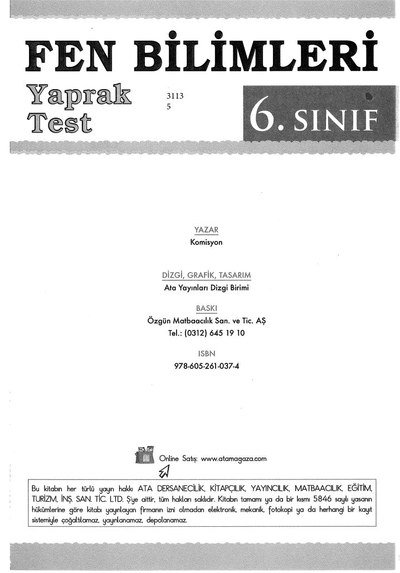 FEN BİLİMLERİ YAPRAK TEST