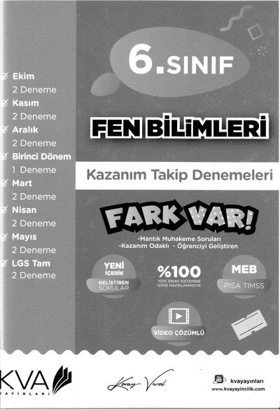 FEN BİLİMLERİ KAZANIM TAKİP DENEMELERİ FARK VAR Vega Efsanesi