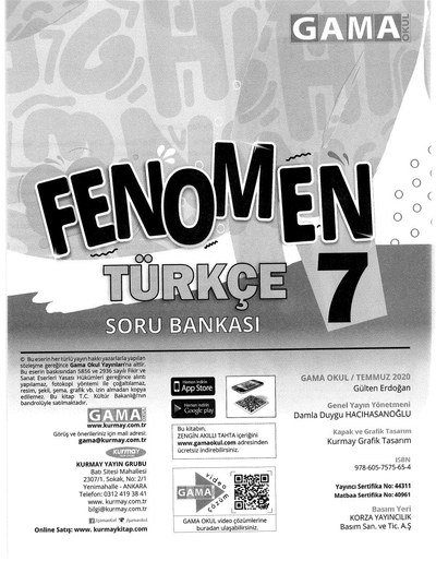 FENOMEN TÜRKÇE SORU BANKASI Vega Efsanesi