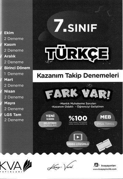 TÜRKÇE KAZANIM TAKİP DENEMELERİ FARK VAR Vega Efsanesi