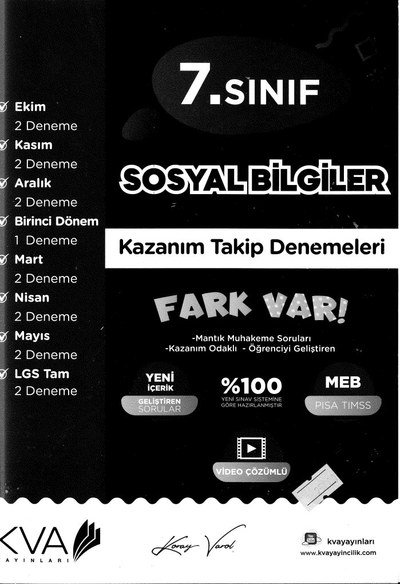 SOSYAL BİLGİLER KAZANIM TAKİP DENEMELERİ FARK VAR