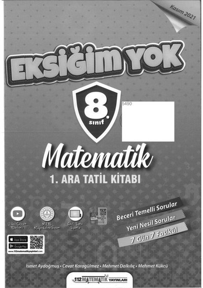 EKSİĞİM YOK MATEMATİK 1. ARA TATİL KİTABI Vega Efsanesi