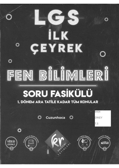 LGS İLK ÇEYREK FEN BİLİMLERİ SORU FASİKÜLÜ