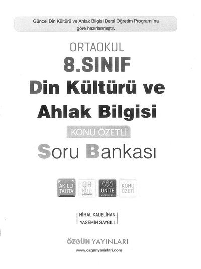 DİN KÜLTÜRÜ VE AHLAK BİLGİSİ KONU ÖZETLİ SORU BANKASI