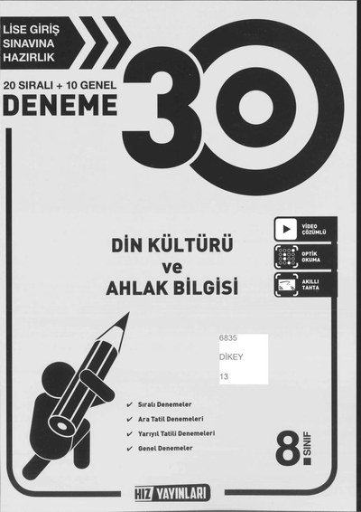 30 DENEME DİN KÜLTÜRÜ VE AHLAK BİLGİSİ Vega Efsanesi
