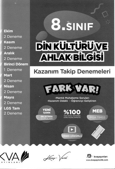 DİN KÜLTÜRÜ VE AHLAK BİLGİSİ KAZANIM TAKİP DENEMELERİ Vega Efsanesi