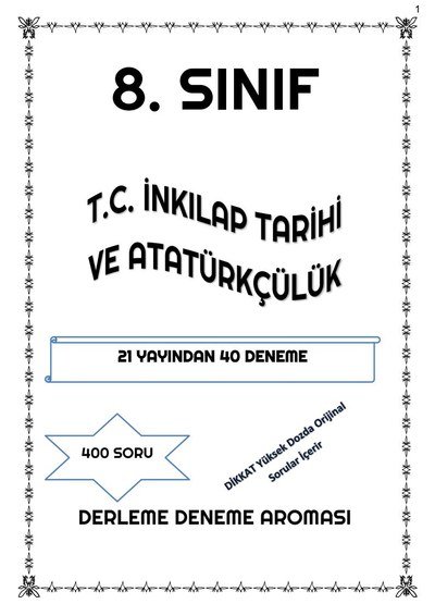 T.C. İNKILAP TARİHİ VE ATATÜRKÇÜLÜK 21 YAYINDAN 40 DENEME
