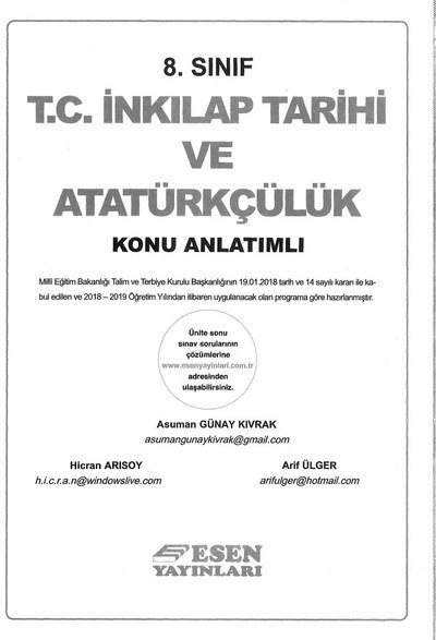 T.C. İNKILAP TARİHİ VE ATATÜRKÇÜLÜK KONU ANLATIMLI