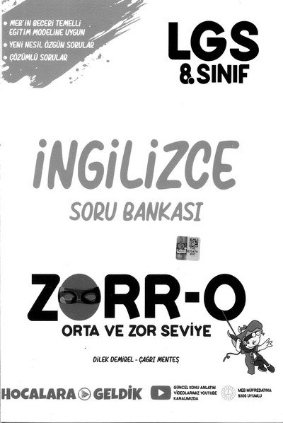 İNGİLİZCE SORU BANKASI ZORR-O Vega Efsanesi