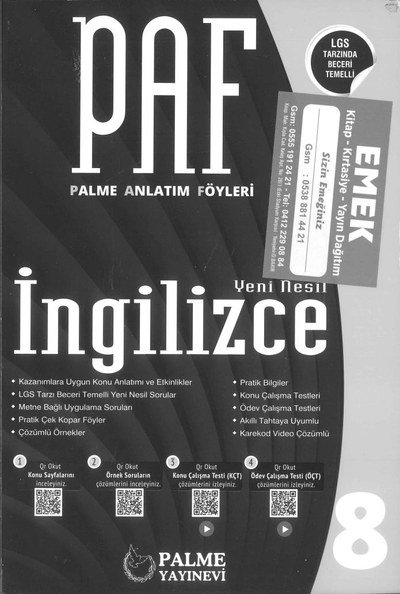 PALME ANLATIM FÖYLERİ İNGİLİZCE YENİ NESİL