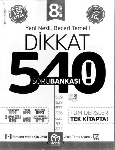 YENİ NESİL BECERİ TEMELLİ DİKKAT 540 SORU BANKASI