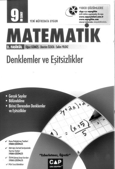 MATEMATİK 2. FASİKÜL DENKLEMLER VE EŞİTSİZLİKLER Vega Efsanesi