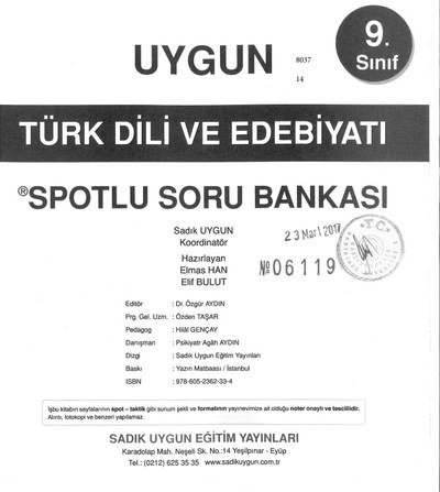 TÜRK DİLİ VE EDEBİYATI SPOTLU SORU BANKASI Vega Efsanesi