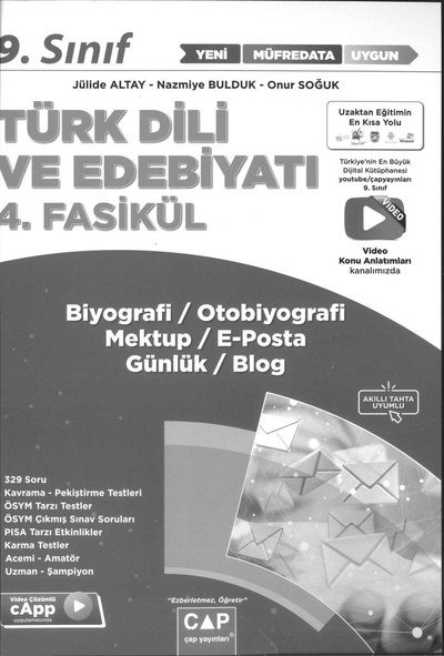 TÜRK DİLİ VE EDEBİYATI 4. FASİKÜL BİYOGRAFİ MEKTUP GÜNLÜK Vega Efsanesi