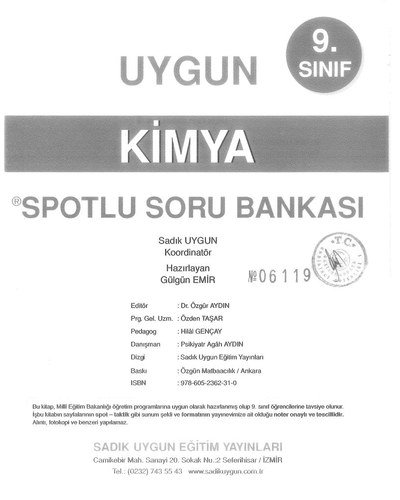 KİMYA SPOTLU SORU BANKASI Vega Efsanesi