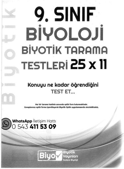 BİYOLOJİ BİYOTİK TARAMA TESTLERİ 25x11 KONUYU NE KADAR ÖĞRENDİĞİNİ TEST ET Vega Efsanesi