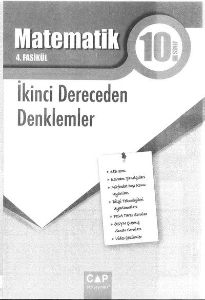 MATEMATİK 4. FASİKÜL İKİNCİ DERECEDEN DENKLEMLER Vega Efsanesi