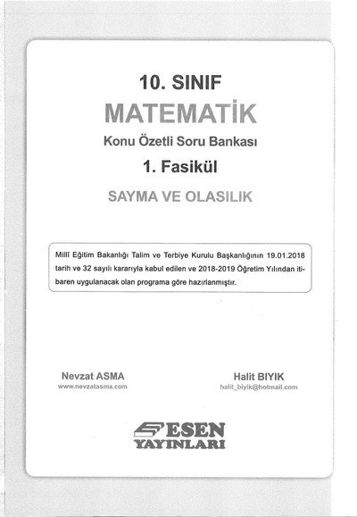 MATEMATİK KONU ÖZETLİ SORU BANKASI 1. FASİKÜL SAYMA VE OLASILIK Vega Efsanesi