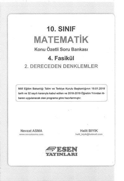 MATEMATİK KONU ÖZETLİ SORU BANKASI 4. FASİKÜL 2. DERECEDEN DENKLEMLER Vega Efsanesi