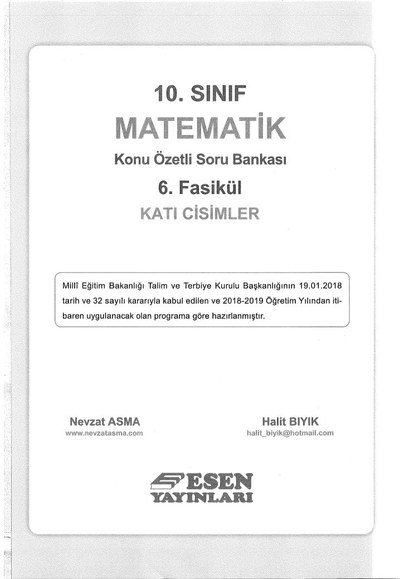 MATEMATİK KONU ÖZETLİ SORU BANKASI 6. FASİKÜL KATI CİSİMLER Vega Efsanesi