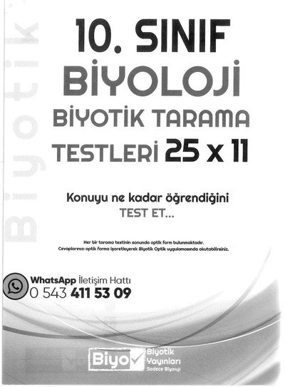 BİYOLOJİ BİYOTİK TARAMA TESTLERİ 25x11 KONUYU NE KADAR ÖĞRENDİĞİNİ TEST ET Vega Efsanesi