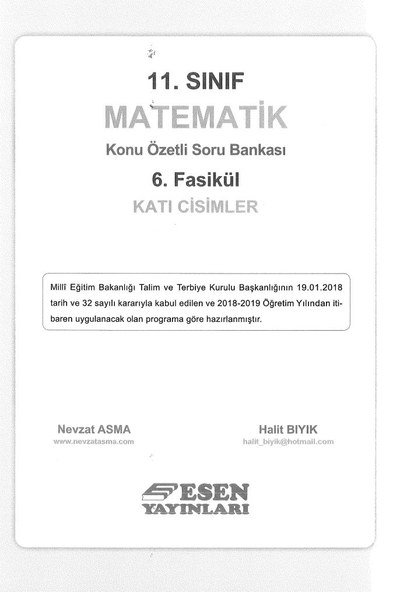 MATEMATİK KONU ÖZETLİ SORU BANKASI 6. FASİKÜL KATI CİSİMLER