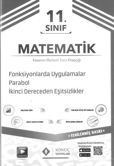 MATEMATİK SORU KİTAPÇIĞI FONKSİYONLARDA UYGULAMALAR PARABOL 2. DERECEDEN EŞİTSİZLİKLER