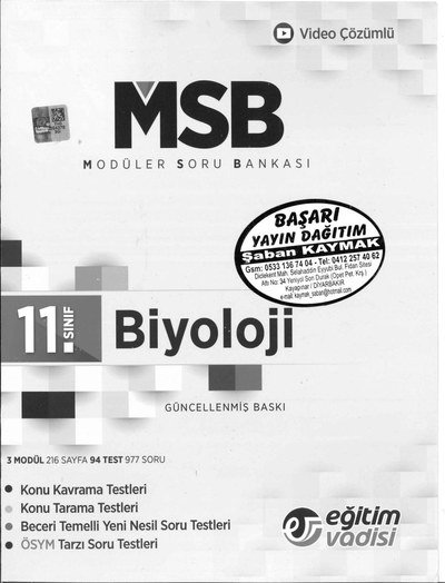 MODÜLER SORU BANKASI BİYOLOJİ GÜNCELLENMİŞ BASKI Vega Efsanesi
