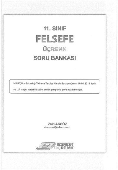 FELSEFE ÜÇRENK SORU BANKASI