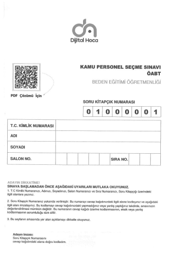 BEDEN EĞİTİMİ ÖĞRETMENLİĞİ 6*75 DENEME SINAVI Vega Efsanesi