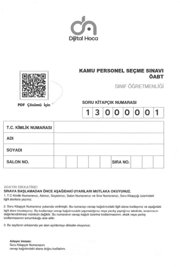 SINIF ÖĞRETMENLİĞİ 6*75 DENEME Vega Efsanesi