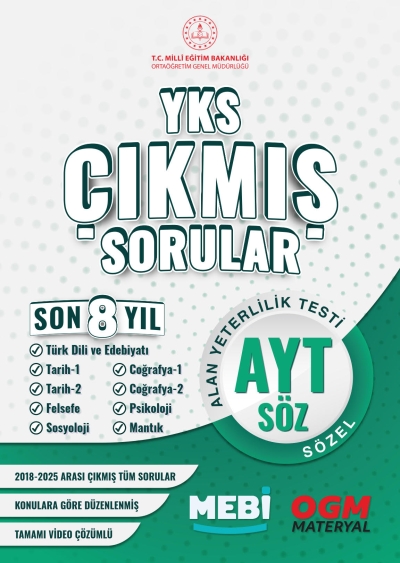 YKS Çıkmış Sorular AYT Sözel Son 8 Yıl (2018-205) MEB OGM Vega Efsanesi
