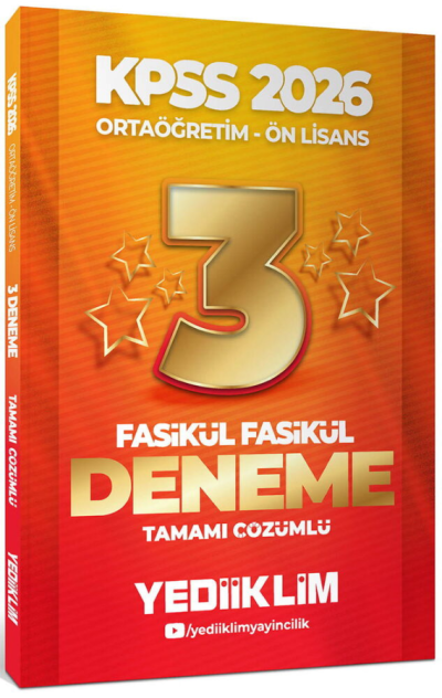 2026 Kpss Ortaöğretim-Önlisans Genel Yetenek Genel Kültür Tamamı Çözümlü 3 Yıldız Fasikül Deneme Yediiklim Yayınları