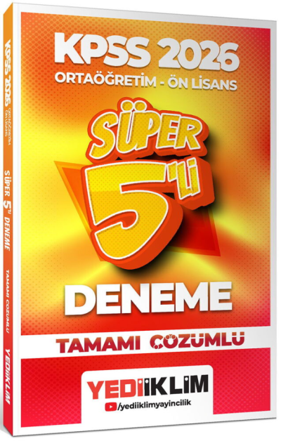 2026 Kpss Ortaöğretim-Önlisans Genel Yetenek Genel Kültür Tamamı Çözümlü Süper 5 Deneme Yediiklim Yayınları