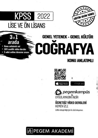 2022 KPSS LİSE VE ÖNLİSANS COĞRAFYA KONU ANLATIMI