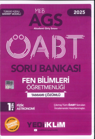 2025 MEB AGS ÖABT Fen Bilimleri Öğretmenliği Tamamı Çözümlü Soru Bankası 1. CİLT ( FİZİK - ASTRONOMİ) Yediiklim Yayınları Vega Efsanesi