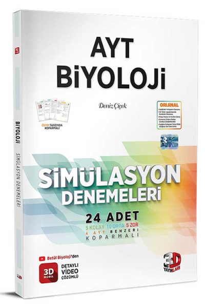 2025 AYT Biyoloji Simülasyon Denemeleri Detaylı Video Çözümlü 3D Yayınları Vega Efsanesi