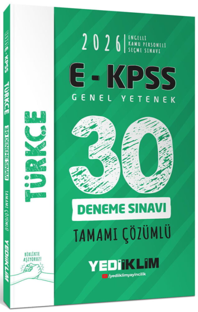 2026 E-KPSS Tüm Adaylar İçin Genel Yetenek Türkçe Tamamı Çözümlü 30 Deneme Sınavı Yediiklim Yayınları