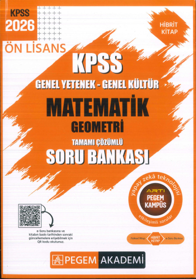 Ön Lisans KPSS Matematik-Geometri Tamamı Çözümlü Soru Bankası Pegem Akademi Vega Efsanesi