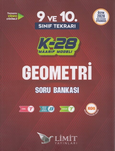 2028 TYT 9. ve 10. Sınıf Tekrarı Geometri K-28 Maarif Model Soru Bankası Limit Yayınları Vega Efsanesi