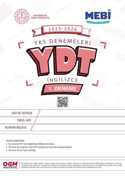 MEBİ YKS Denemeleri YDT 1. Deneme Vega Efsanesi