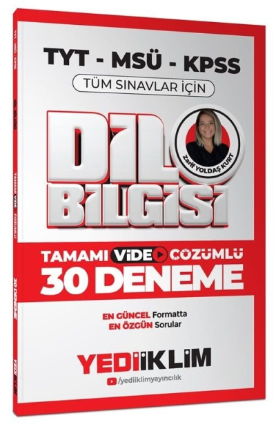 2025 KPSS MSÜ TYT Dil Bilgisi Tamamı Video Çözümlü Tüm Sınavlar için 30 Deneme Yediiklim Yayınları Vega Efsanesi