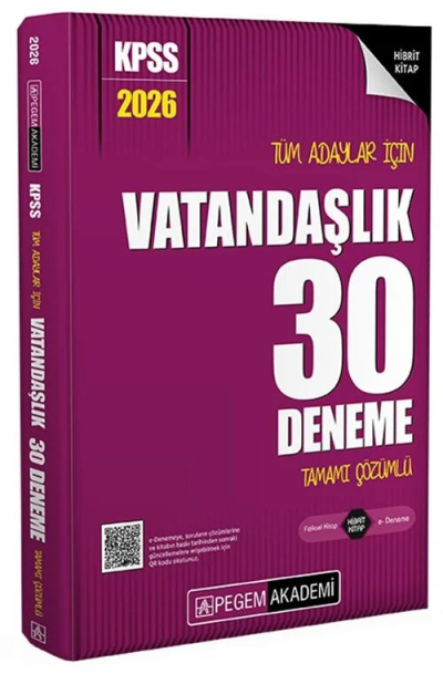 2026 KPSS Tüm Adaylar İçin Vatandaşlık 30 Deneme Tamamı Çözümlü Pegem Yayınları Vega Efsanesi