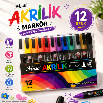 Masis 12 AKRİLİK MARKÖRÜ AKM925-12 Vega Efsanesi