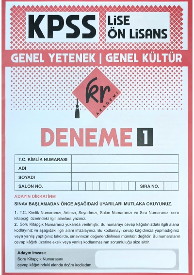 Lise Önlisans TG Deneme 1 60 Deneme KR Akademi Vega Efsanesi