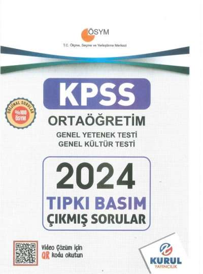 Ortaöğretim KPSS Son 5 Sınav GY-GK Çıkmış Sorular Tıpkı Basım Kurul Yayınları (2016-2024) Vega Efsanesi