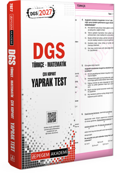 2027 DGS Türkçe Matematik Yaprak Test Pegem Akademi Vega Efsanesi