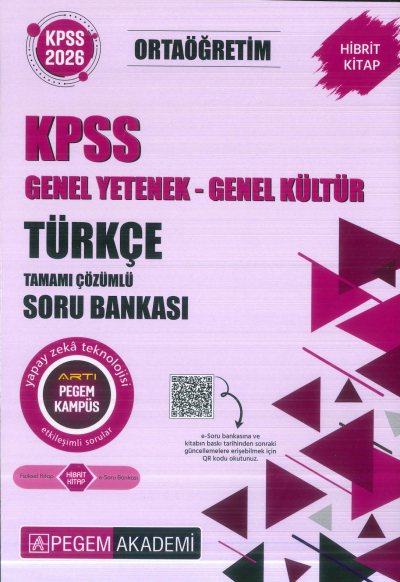 Ortaöğretim KPSS Türkçe Tamamı Çözümlü Soru Bankası Pegem Akademi